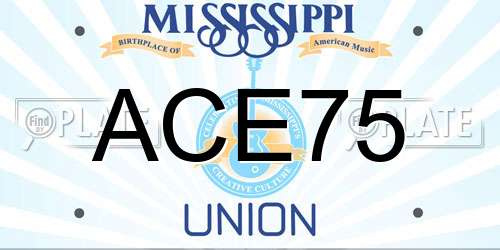 ACE75 Mississippi License Plate