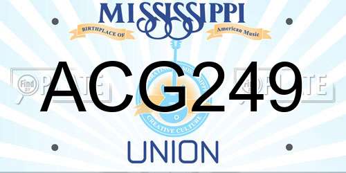 ACG249 Mississippi License Plate