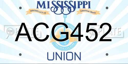 ACG452 Mississippi License Plate