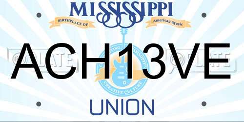 ACH13VE Mississippi License Plate