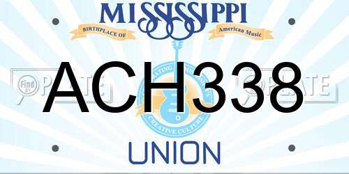 ACH338 Mississippi License Plate