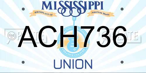 ACH736 Mississippi License Plate