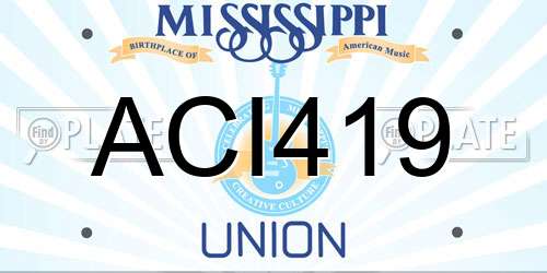 ACI419 Mississippi License Plate
