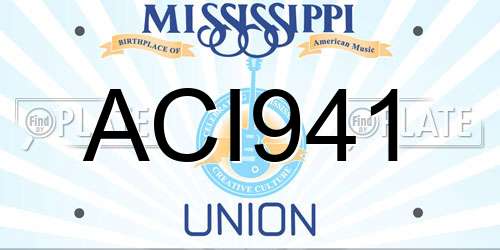 ACI941 Mississippi License Plate