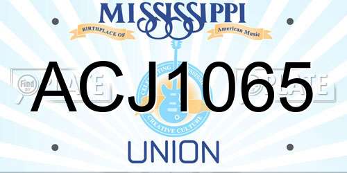 ACJ1065 Mississippi License Plate