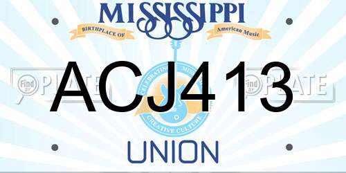 ACJ413 Mississippi License Plate