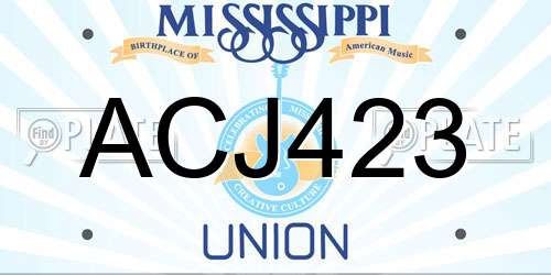 ACJ423 Mississippi License Plate