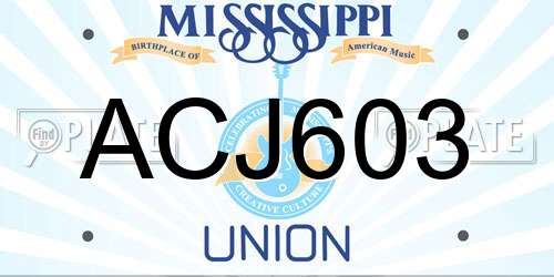 ACJ603 Mississippi License Plate
