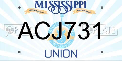 ACJ731 Mississippi License Plate