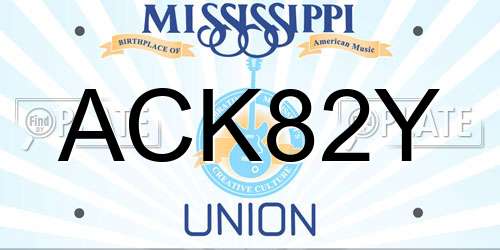 ACK82Y Mississippi License Plate