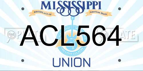 ACL564 Mississippi License Plate
