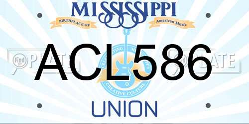 ACL586 Mississippi License Plate