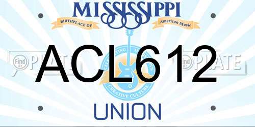 ACL612 Mississippi License Plate