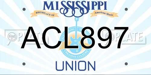 ACL897 Mississippi License Plate