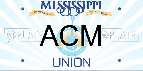ACM Mississippi License Plate