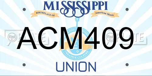 ACM409 Mississippi License Plate