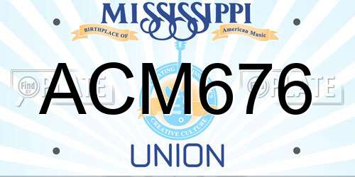 ACM676 Mississippi License Plate