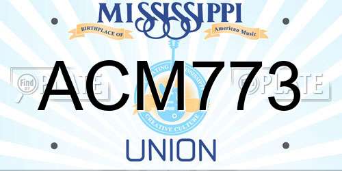 ACM773 Mississippi License Plate