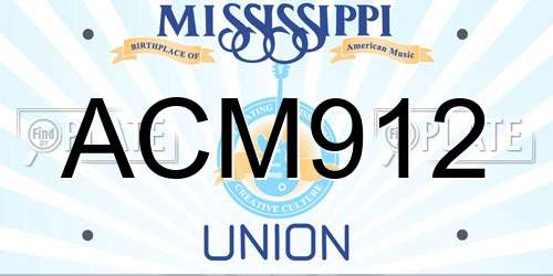 ACM912 Mississippi License Plate
