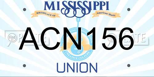 ACN156 Mississippi License Plate