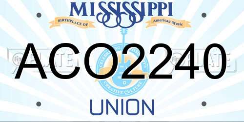 ACO2240 Mississippi License Plate
