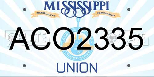 ACO2335 Mississippi License Plate