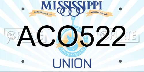 ACO522 Mississippi License Plate