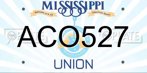 ACO527 Mississippi License Plate