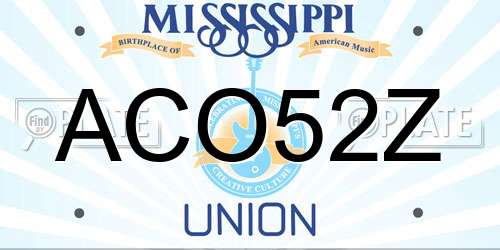 ACO52Z Mississippi License Plate