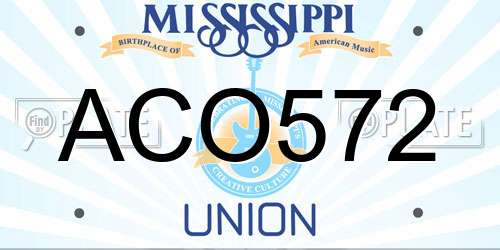 ACO572 Mississippi License Plate