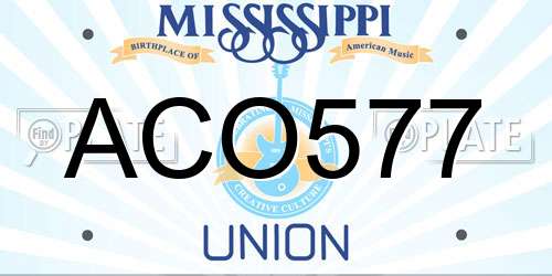 ACO577 Mississippi License Plate