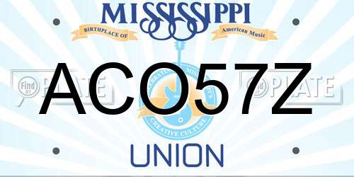 ACO57Z Mississippi License Plate