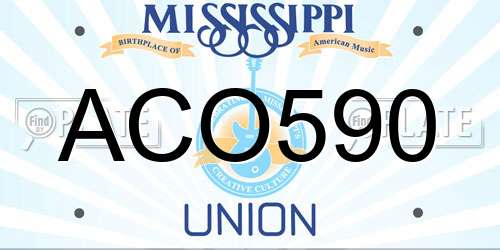 ACO590 Mississippi License Plate