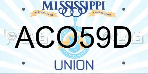 ACO59D Mississippi License Plate