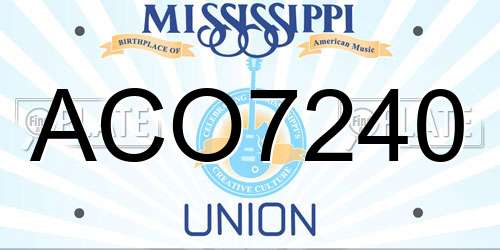 ACO7240 Mississippi License Plate