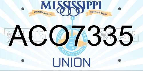 ACO7335 Mississippi License Plate
