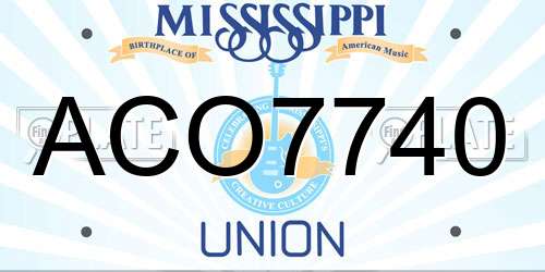 ACO7740 Mississippi License Plate