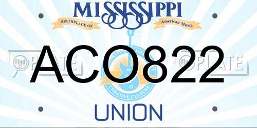 ACO822 Mississippi License Plate