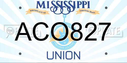 ACO827 Mississippi License Plate