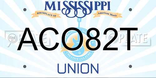 ACO82T Mississippi License Plate