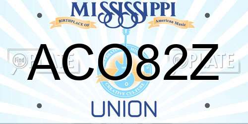 ACO82Z Mississippi License Plate