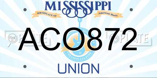 ACO872 Mississippi License Plate