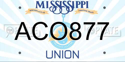 ACO877 Mississippi License Plate