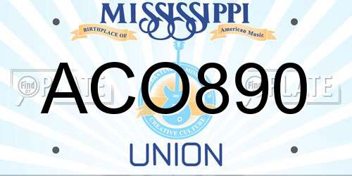 ACO890 Mississippi License Plate