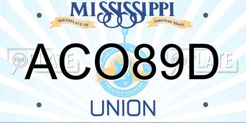 ACO89D Mississippi License Plate