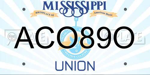 ACO89O Mississippi License Plate