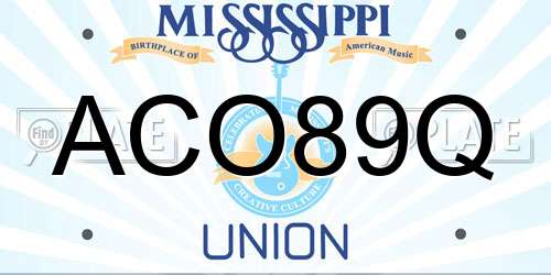 ACO89Q Mississippi License Plate