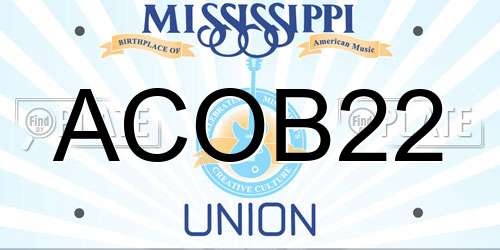 ACOB22 Mississippi License Plate