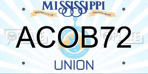 ACOB72 Mississippi License Plate
