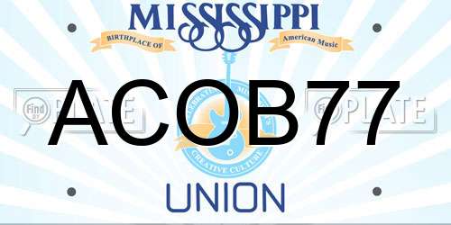 ACOB77 Mississippi License Plate